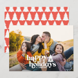 Retro typografie moderne foto vakantie kerst feestdagenkaart