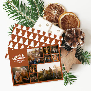 Retro typografie moderne terracotta multi foto feestdagenkaart