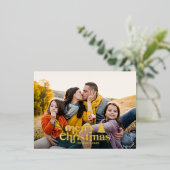 Retro typografie moderne volledige foto  folie feestdagen briefkaart (Staand Voorkant)