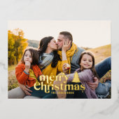 Retro typografie moderne volledige foto  folie feestdagen briefkaart (Voorkant)