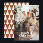 Retro typografie moderne volledige foto kerstkaart<br><div class="desc">Retro typografie moderne foto kerst. Tekst- en achtergrondkleuren kunnen worden aangepast. Maakt deel uit van een collectie</div>