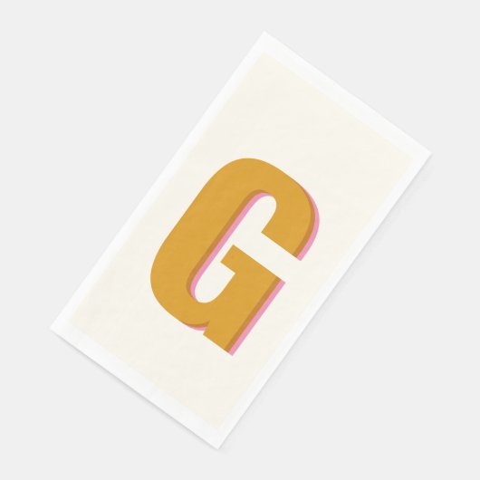 Retro typografie monogram aangepaste initiaal geel servet (Hoek)