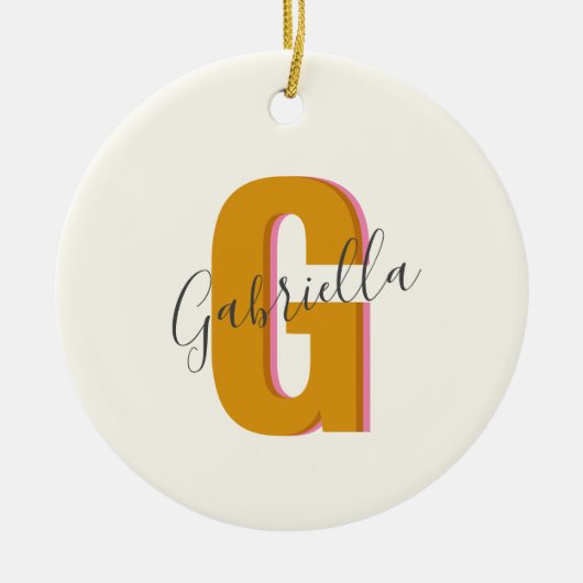 Retro typografie monogram eerste letter naam in ge keramisch ornament (Voorkant)