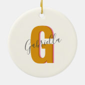 Retro typografie monogram eerste letter naam in ge keramisch ornament (Achterkant)
