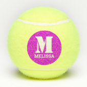 Retro Typografie Monogram Initiaal Naam | Roze Tennisballen (Achterkant)