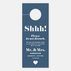 Retro Typografie Navy Blue Niet storen bruiloft Deurhanger