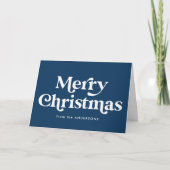 Retro Typografie Navy Merry Kerstmis niet-foto Feestdagen Kaart (Voorkant)