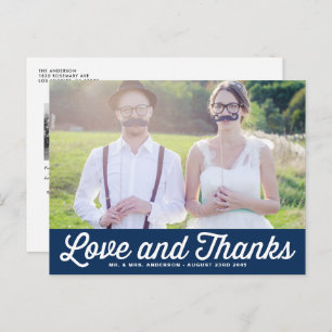 RETRO TYPOGRAFIE   NAVY WEDDING BEDANKT U BRIEFKAA BRIEFKAART