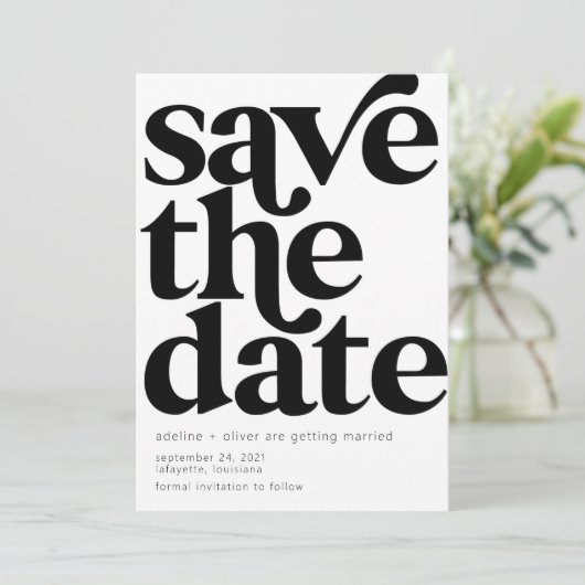 Retro Typografie Opslaan Datum kaarten (Staand voorkant)