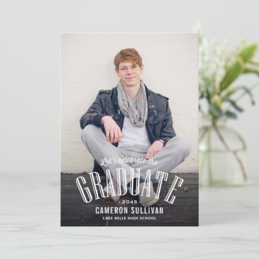 Retro typografie overlay foto afstuderen kaart (Staand voorkant)