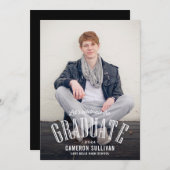 Retro Typografie Overlay Photo Afstuderen Kaart (Voorkant / Achterkant)