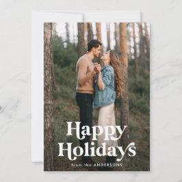 Retro Typografie Prettige feestdagen 2 Foto Feestdagenkaart