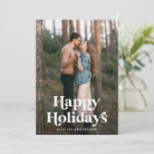 Retro Typografie Prettige feestdagen 2 Foto Feestdagenkaart (Staand voorkant)