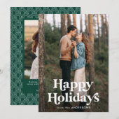 Retro Typografie Prettige feestdagen 2 Foto Feestdagenkaart (Voorkant / Achterkant)