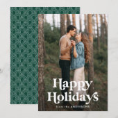 Retro Typografie Prettige feestdagen Foto Feestdagenkaart (Voorkant / Achterkant)