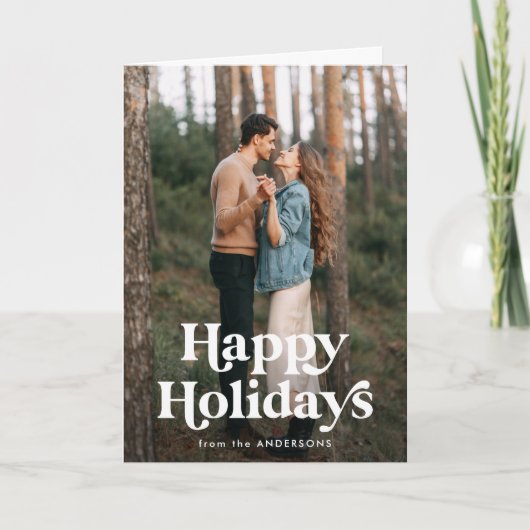 Retro Typografie Prettige feestdagen Foto Kaart (Voorkant)