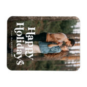 Retro Typografie Prettige feestdagen Foto Magneet (Horizontaal)