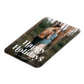 Retro Typografie Prettige feestdagen Foto Magneet (Linkerzijde)