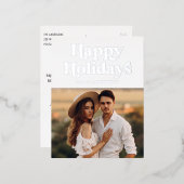 Retro Typografie Prettige feestdagen Photo Silver (Voorkant / Achterkant)