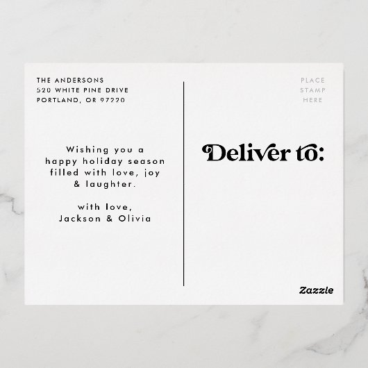 Retro Typografie Prettige feestdagen Photo Silver (Achterkant)