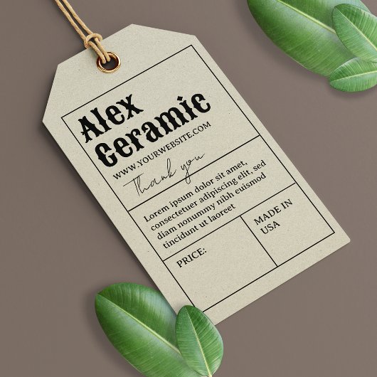 Retro Typografie Product Price Hang Label Cadeaulabel