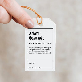 Retro typografie product prijs & informatie tag cadeaulabel