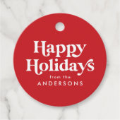 Retro Typografie Red Prettige feestdagen Bedankjes Labels (Voorkant)