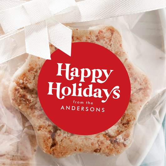 Retro typografie Rode fijne feestdagen Ronde Sticker