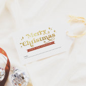 Retro Typografie Rood & Goud Groovy Vrolijk Kerstf Cadeaulabel