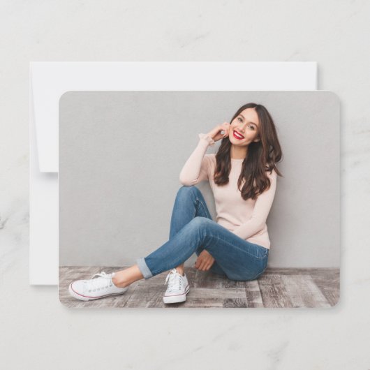 Retro  Typografie Royal Blue Stylish Foto Notitiekaartje (Achterkant)