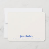 Retro Typografie Royal Blue Stylish Foto Notitiekaartje (Voorkant)