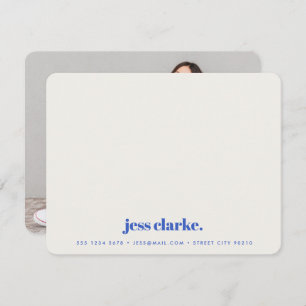 Retro  Typografie Royal Blue Stylish Foto Notitiekaartje