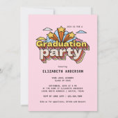 Retro Typografie Roze Afstuderen Kleurrijke Partij Kaart (Achterkant)