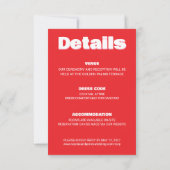 Retro Typografie Save The Date Details Kaart (Achterkant)
