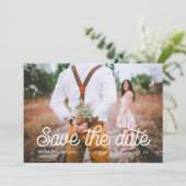 Retro typografie Save the Date fotokaart (Staand voorkant)