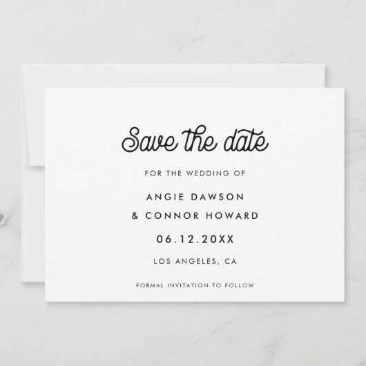 Retro typografie Save the Date fotokaart (Achterkant)