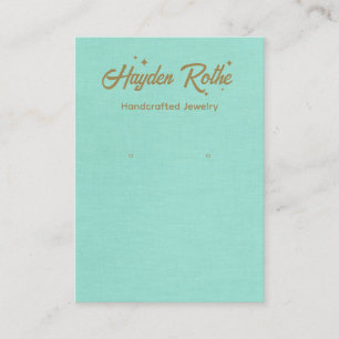 Retro Typografie Sterren Turquoise Oorbel Display Visitekaartje