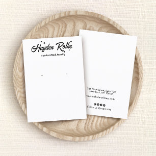 Retro Typografie & Sterren Witte Oorbel Display Visitekaartje