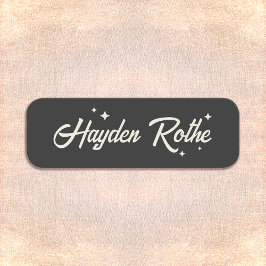 Retro Typografie Sterren Zwart en Wit Naamplaatje