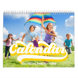 Retro typografie stijl tekst, bewerkbare aangepast kalender