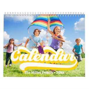 Retro typografie stijl tekst, bewerkbare aangepast kalender