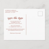 Retro Typografie Terracotta Wedding Save the Date Aankondigingskaart (Achterkant)