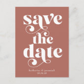 Retro Typografie Terracotta Wedding Save the Date Aankondigingskaart (Voorkant)