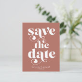 Retro Typografie Terracotta Wedding Save the Date Aankondigingskaart (Staand voorkant)