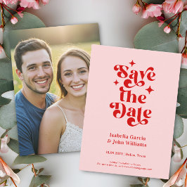Retro Typografie Trouwkaart Save The Date Aankondiging