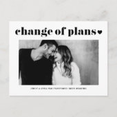 Retro Typografie Verandering van plannen Fotohuwel Aankondigingskaart (Voorkant)