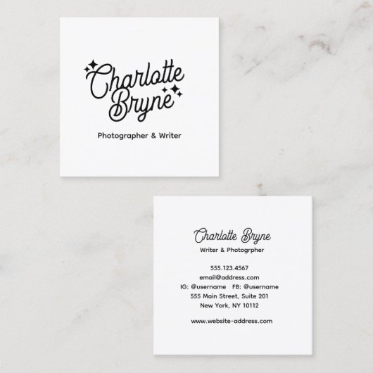 Retro Typografie Vierkante Visitekaartje (Voorkant / Achterkant)