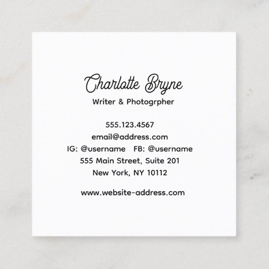 Retro Typografie Vierkante Visitekaartje (Achterkant)