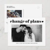 Retro typografie Wijziging van plannen Foto Huweli Aankondigingskaart (Voorkant / Achterkant)