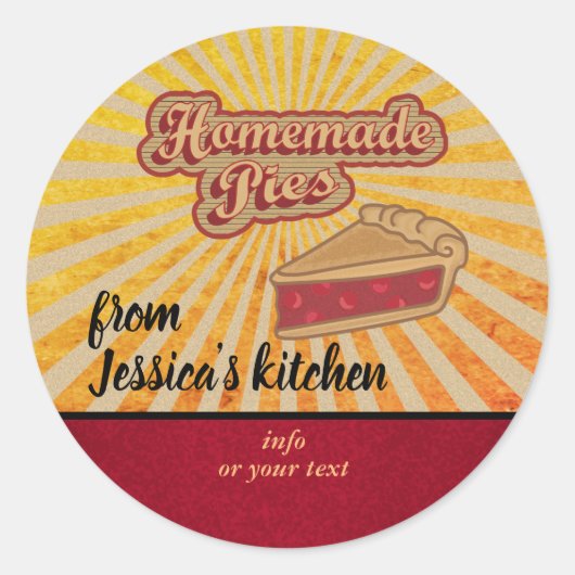  retro typografie zelfgemaakte taarten ronde sticker (Voorkant)